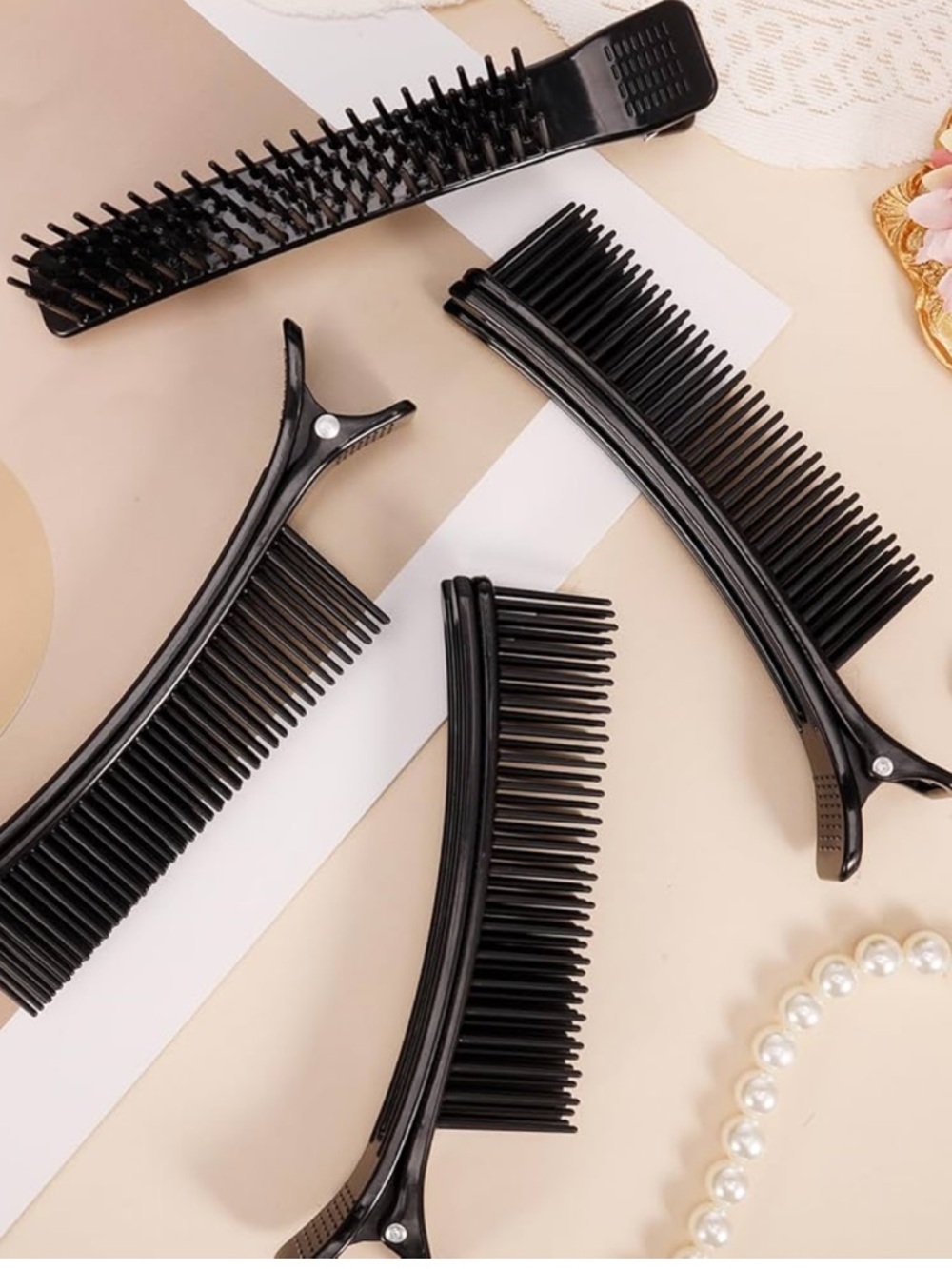 Set of Black Sectioning Hair Clips with Comb